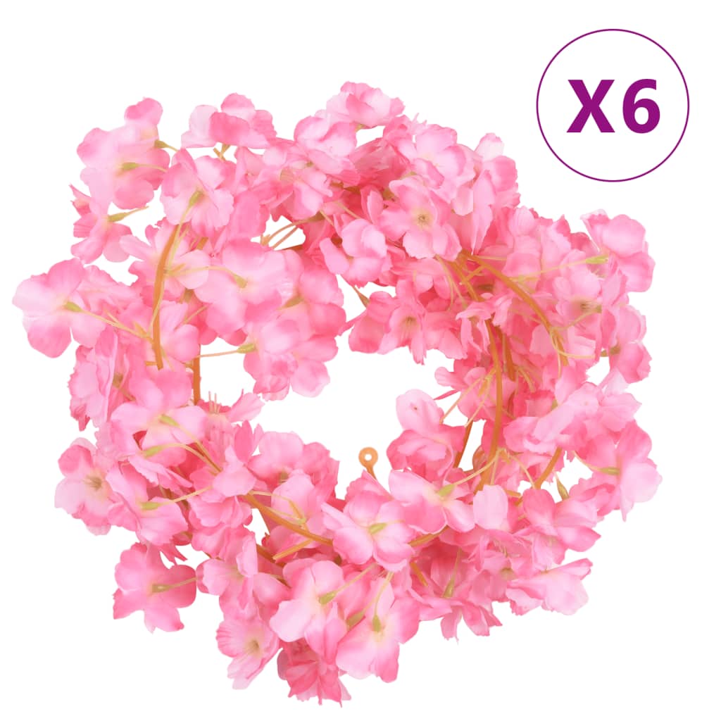 Ghirlande Fiori Artificiali 6 pz Rosa Scuro 180cmcod mxl 106724