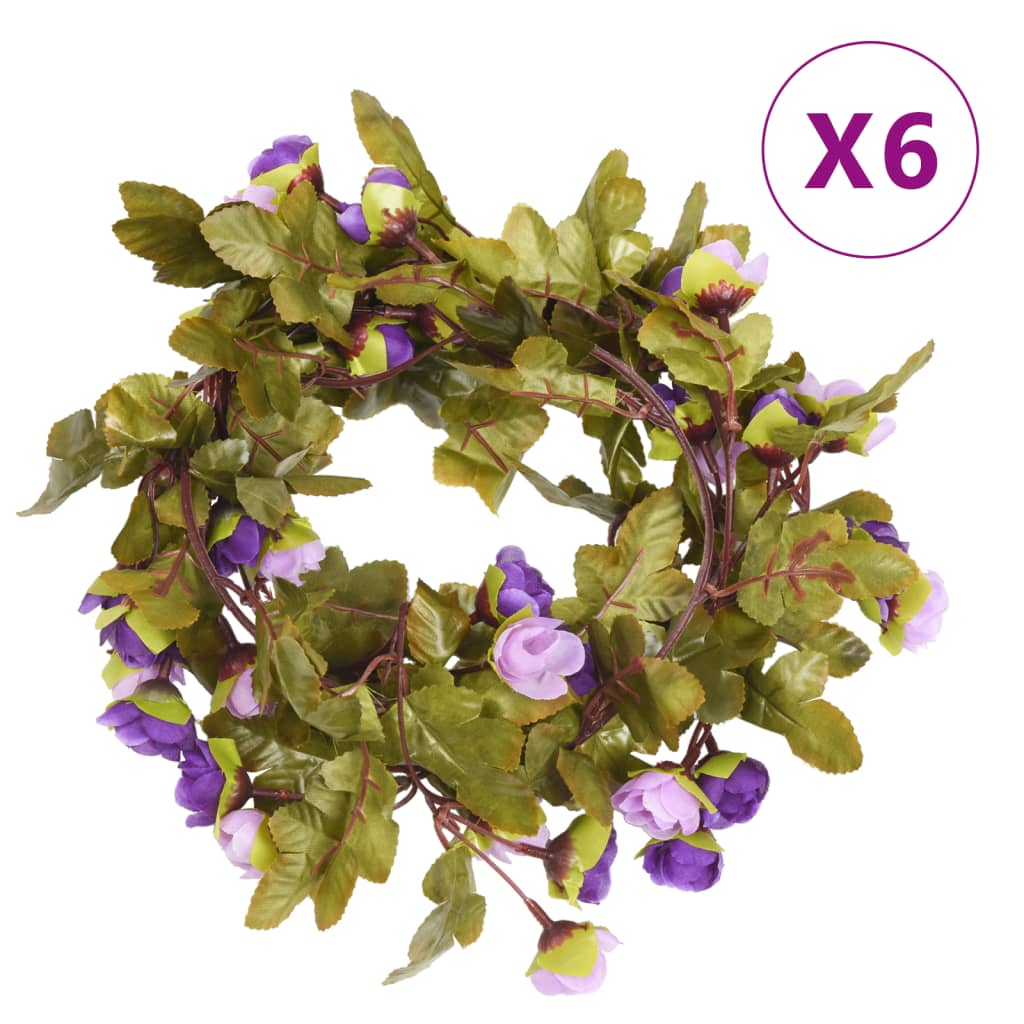 Ghirlande Fiori Artificiali 6 pz Viola Chiaro 215cmcod mxl 82787
