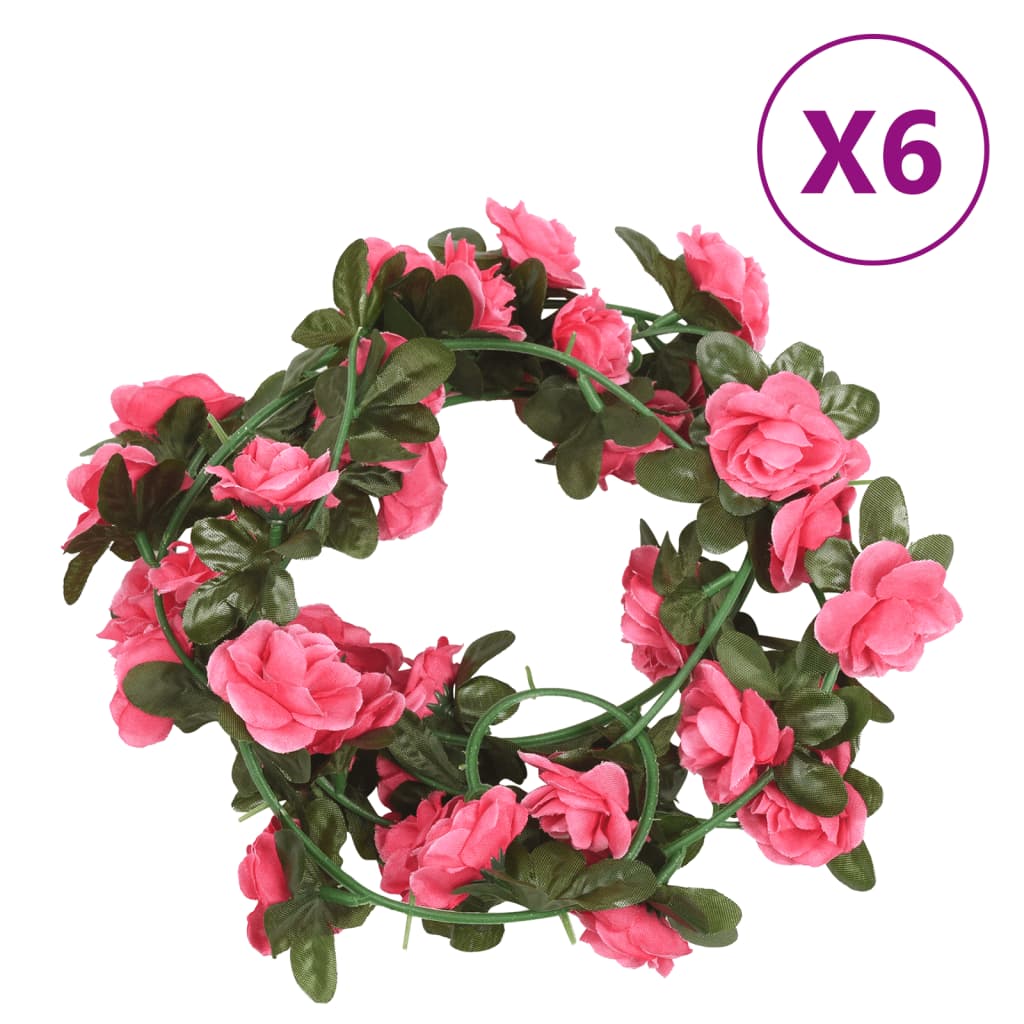 Ghirlande Fiori Artificiali 6 pz Rosso Rosa 240cmcod mxl 106727