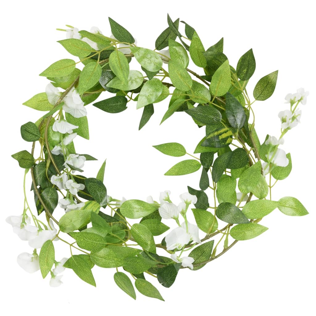 Ghirlande Fiori Artificiali Natale 6 pz Bianco 200 cm