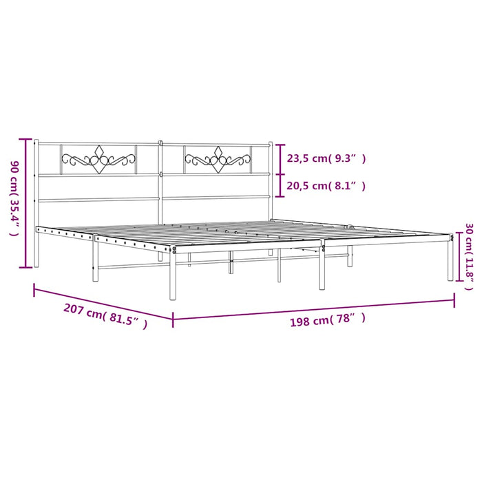 Giroletto con Testiera in Metallo Nero 193x203 cm 355273