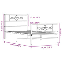 Giroletto con Testiera e Pediera Metallo Nero 90x190 cm 355277