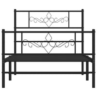 vidaXL Giroletto con Testiera e Pediera Metallo Nero 100x200 cm