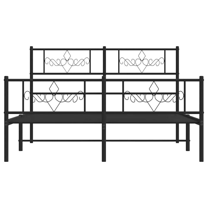 Giroletto con Testiera e Pediera Metallo Nero 135x190 cm 355284