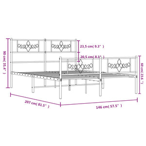 Giroletto con Testiera e Pediera Metallo Nero 140x200 cm 355286