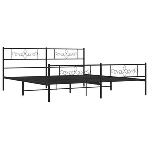 vidaXL Giroletto con Testiera e Pediera Metallo Nero 200x200 cm