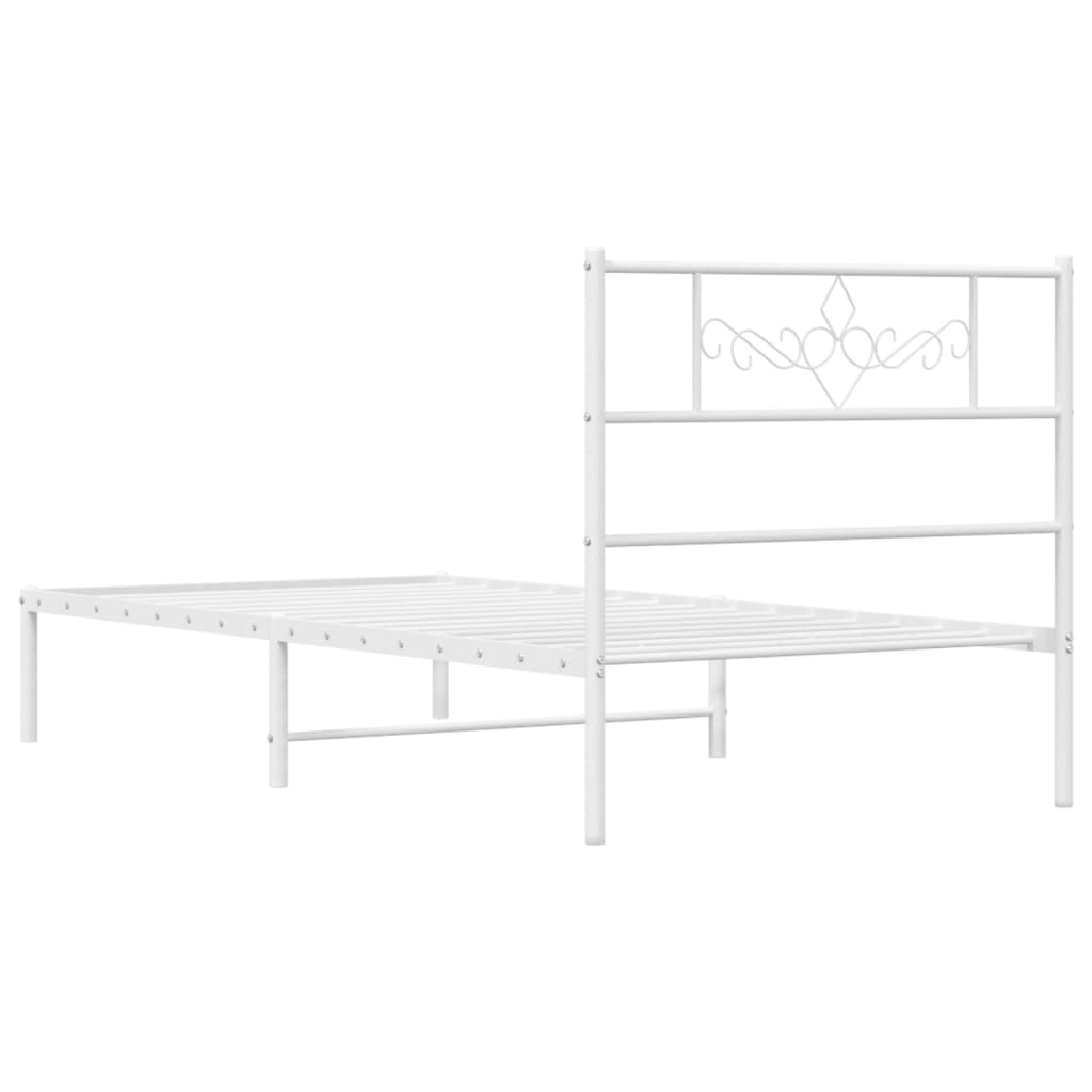 Giroletto con Testiera-Struttura Letto con testiera Metallo Bianco 107x203 cm 291275