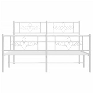 Giroletto con Testiera e Pediera Metallo Bianco 120x190 cm 355331