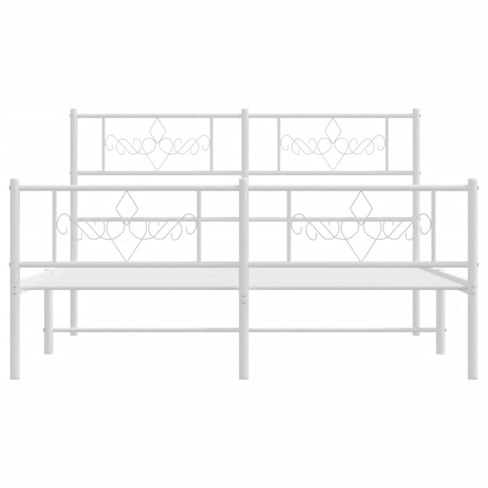 Giroletto con Testiera e Pediera Metallo Bianco 120x190 cm 355331