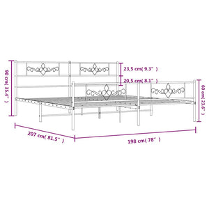 Giroletto con Testiera e Pediera Metallo Bianco 193x203 cm 355340