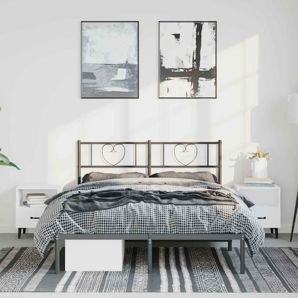 Giroletto con Testiera in Metallo Nero 135x190 cm 355462