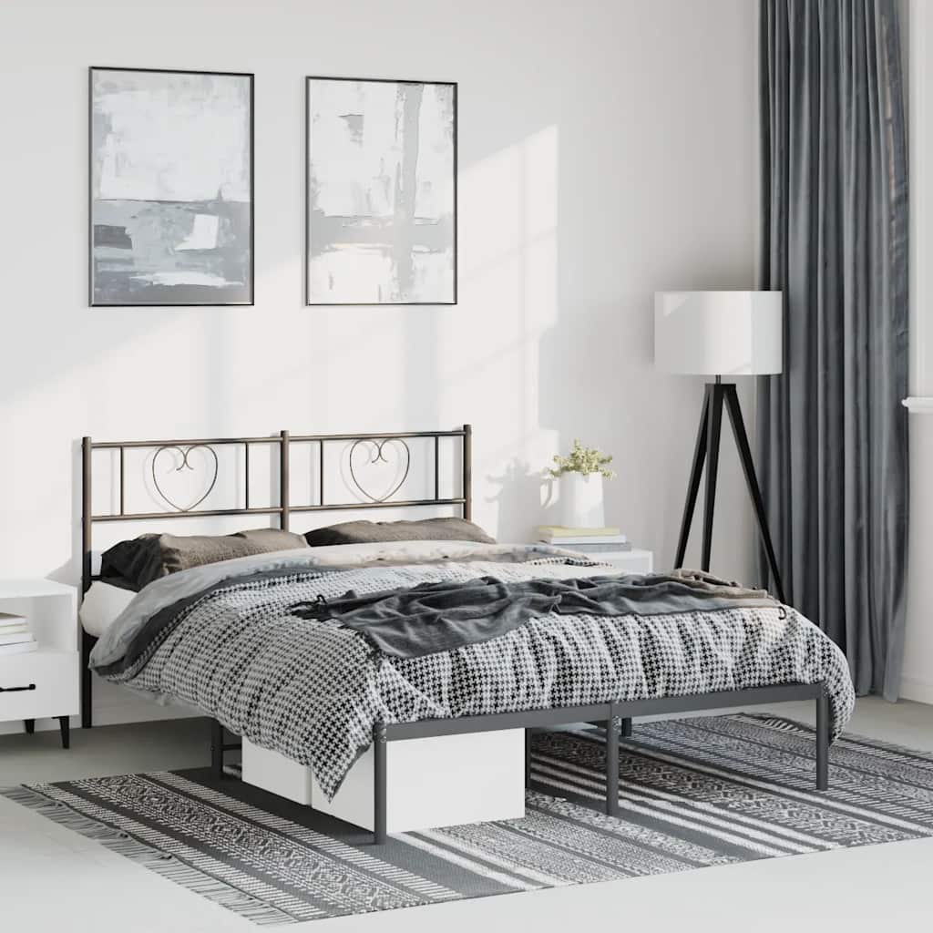 Giroletto con Testiera in Metallo Nero 135x190 cm 355462
