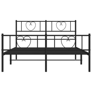 Giroletto con Testiera e Pediera Metallo Nero 140x190 cm 355481