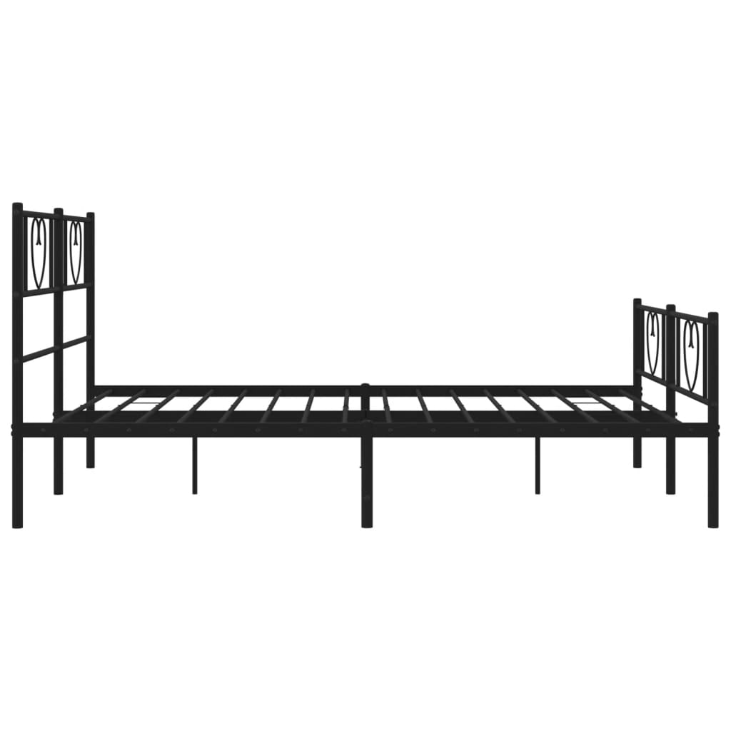 Giroletto con Testiera e Pediera Metallo Nero 140x190 cm 355481