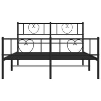 Giroletto con Testiera e Pediera Metallo Nero 140x200 cm 355482