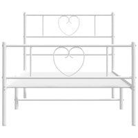 Giroletto con Testiera e Pediera Metallo Bianco 90x190 cm 355522