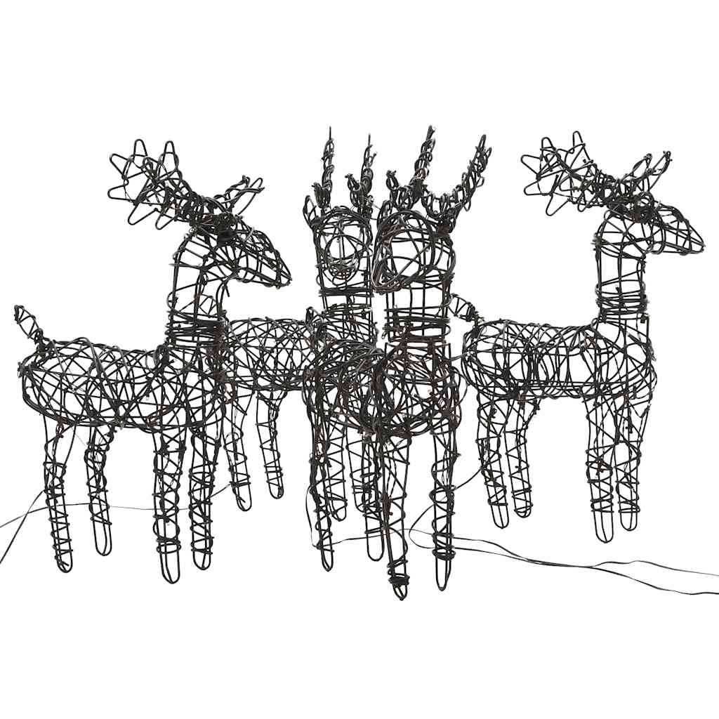 Decorazioni di Natale 4 pz Renne 160 LED Bianco Caldo in Rattan