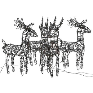 Decorazioni di Natale 4 pz Renne 160 LED Bianco Caldo in Rattan