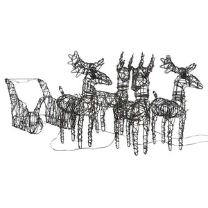 Decorazione Natalizia Renne e Slitte 240LED Bianco Caldo Rattan 3200676