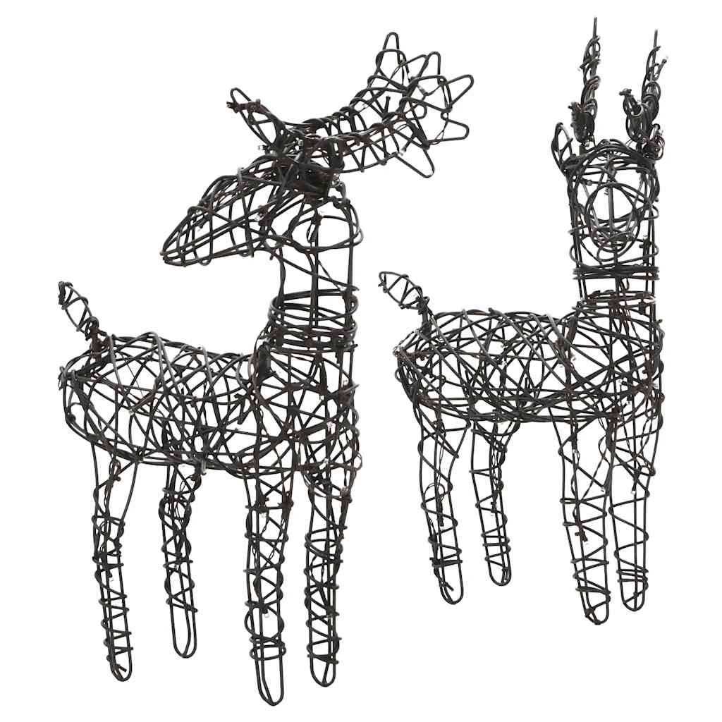 Decorazione Natalizia Renne e Slitte 320LED Bianco Caldo Rattan 3200677