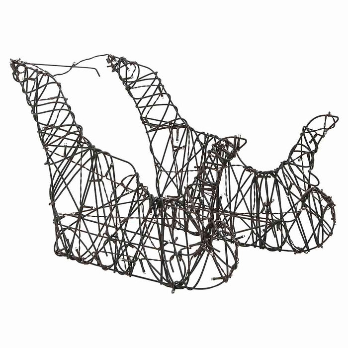 Decorazione Natalizia Renne e Slitte 320LED Bianco Caldo Rattan 3200677