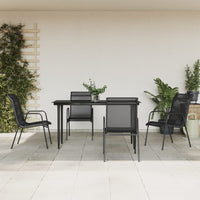 Set da Pranzo da Giardino 5 pz Nero in Acciaio e Textilene 3200684