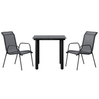 Set da Pranzo da Giardino 3 pz Nero in Acciaio e Textilenecod mxl 77104