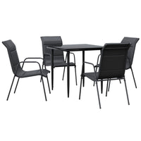 Set da Pranzo da Giardino 5 pz Nero in Acciaio e Textilenecod mxl 77103