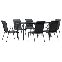 Set da Pranzo da Giardino 7 pz Nero in Acciaio e Textilenecod mxl 77099