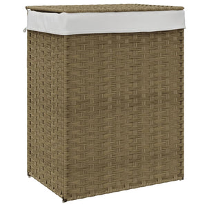 Cesto Portabiancheria con Coperchio 46x33x60 cm Polyrattan 372029