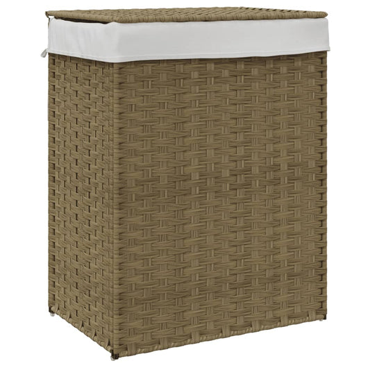 Cesto Portabiancheria con Coperchio 46x33x60 cm Polyrattan 372029