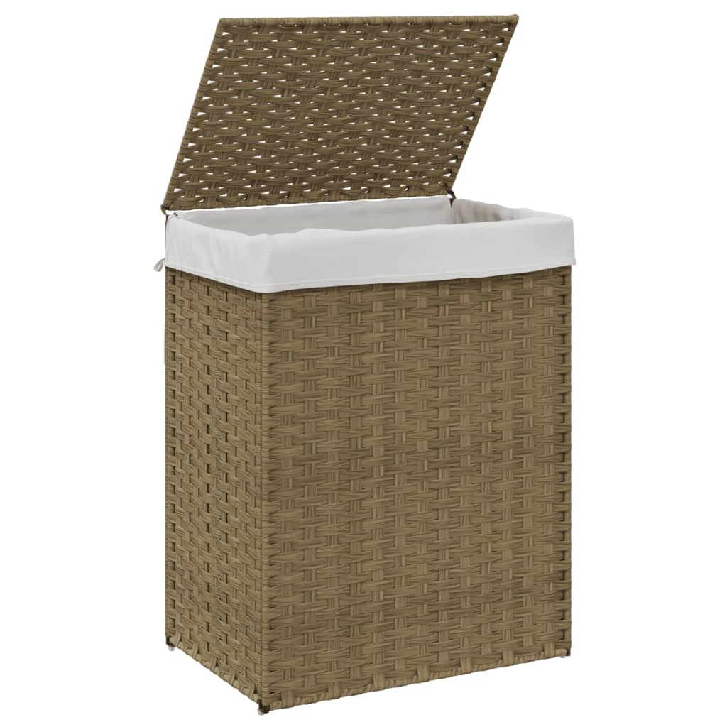 Cesto Portabiancheria con Coperchio 46x33x60 cm Polyrattan 372029