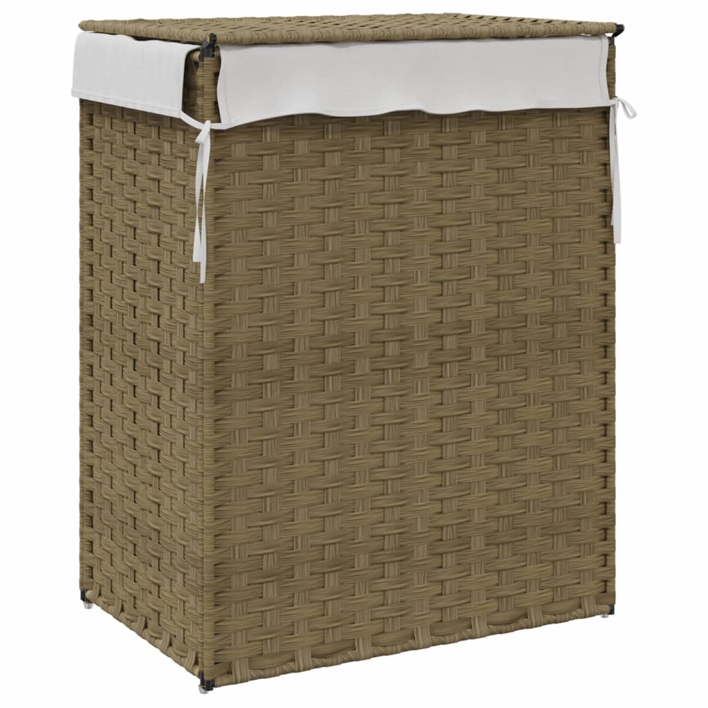 Cesto Portabiancheria con Coperchio 46x33x60 cm Polyrattan 372029