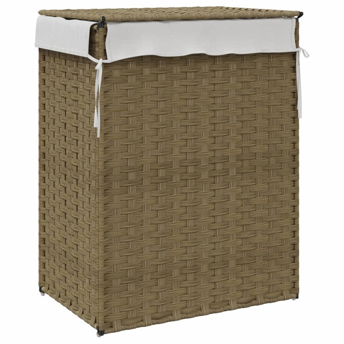 Cesto Portabiancheria con Coperchio 46x33x60 cm Polyrattan 372029