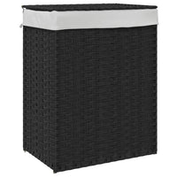 Cesto Portabiancheria con Coperchio Nero 46x33x60 cm Polyrattancod mxl 85434