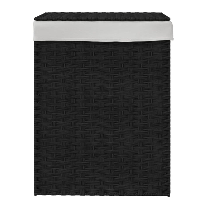 Cesto Portabiancheria con Coperchio Nero 46x33x60 cm Polyrattancod mxl 85434
