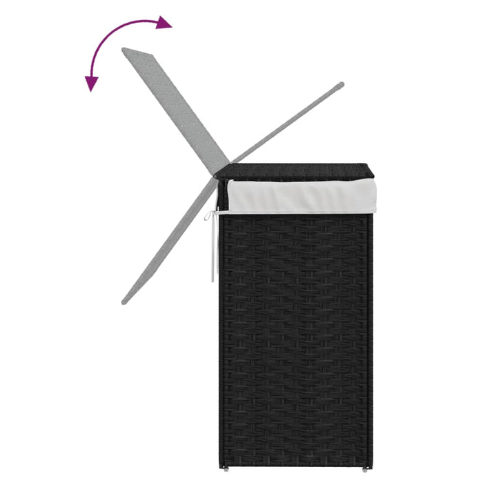 Cesto Portabiancheria con Coperchio Nero 46x33x60 cm Polyrattan 372032