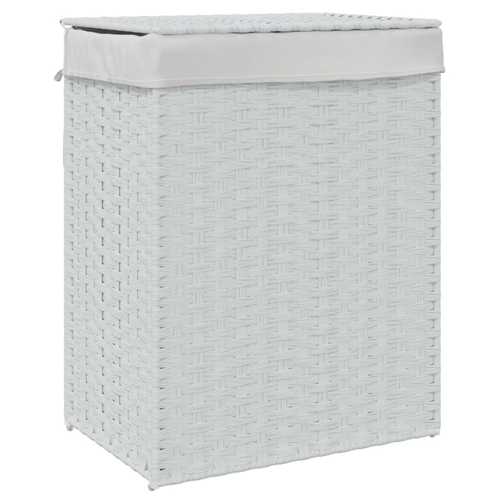 Cesto Portabiancheria Coperchio Bianco 46x33x60 cm Polyrattan 372033