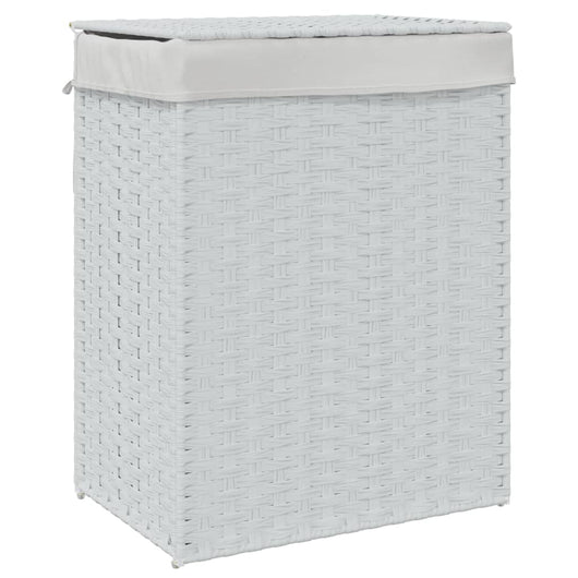 Cesto Portabiancheria Coperchio Bianco 46x33x60 cm Polyrattan 372033