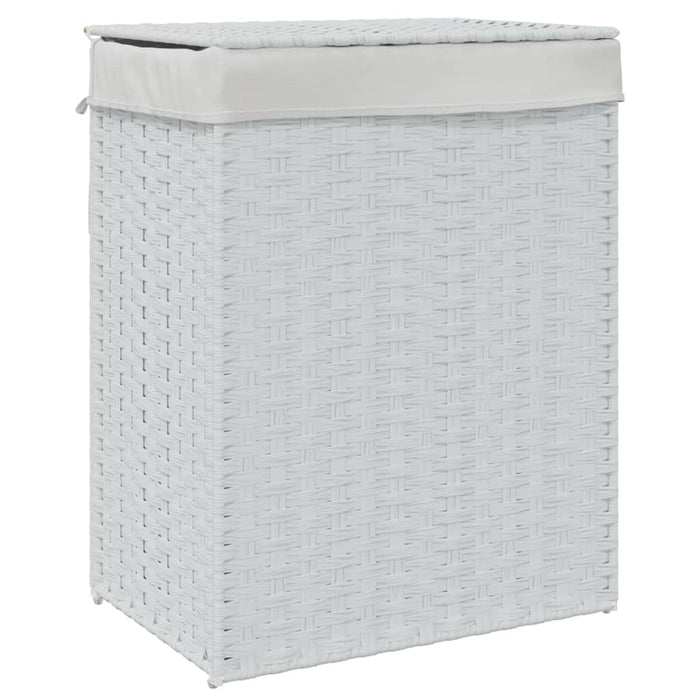 Cesto Portabiancheria Coperchio Bianco 46x33x60 cm Polyrattan 372033