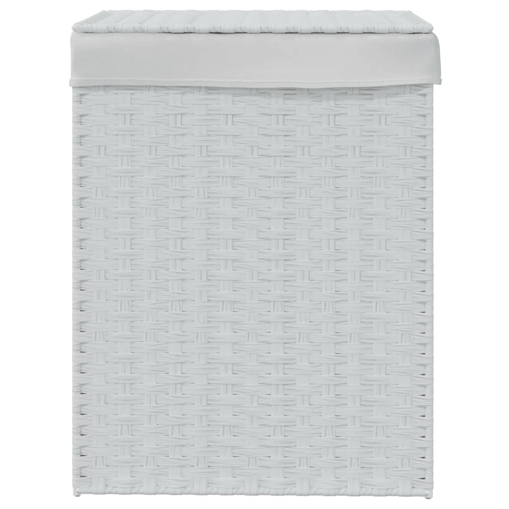 Cesto Portabiancheria Coperchio Bianco 46x33x60 cm Polyrattan 372033