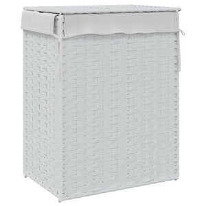 Cesto Portabiancheria Coperchio Bianco 46x33x60 cm Polyrattan 372033