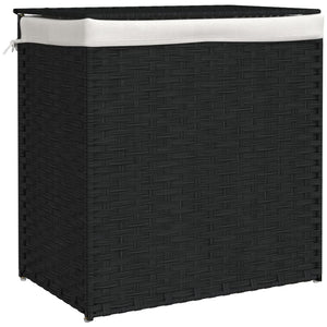 Cesto Portabiancheria 2 Sezioni Nero 53x35x57 cm Polyrattan 372037