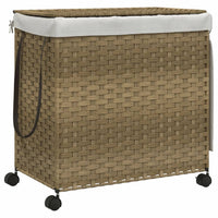 Cesto Portabiancheria con Ruote 60x35x60,5 cm Rattan 372039
