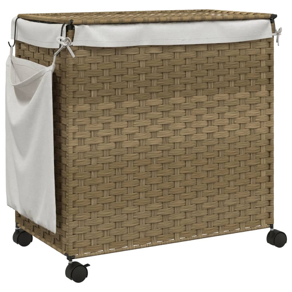 Cesto Portabiancheria con Ruote 60x35x60,5 cm Rattan 372039