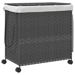 Cesto Portabiancheria con Ruote Grigio 60x35x60,5 cm Rattan 372041