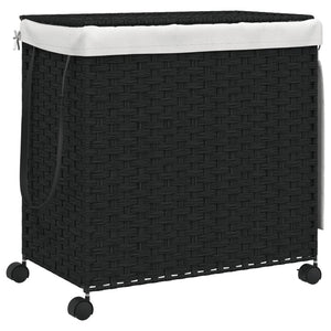 Cesto Portabiancheria con Ruote Nero 60x35x60,5 cm Rattan 372042