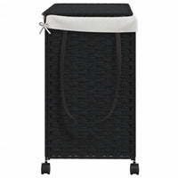 Cesto Portabiancheria con Ruote Nero 60x35x60,5 cm Rattan 372042