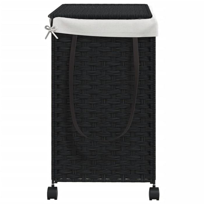 Cesto Portabiancheria con Ruote Nero 60x35x60,5 cm Rattan 372042