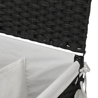 Cesto Portabiancheria con Ruote Nero 60x35x60,5 cm Rattan 372042